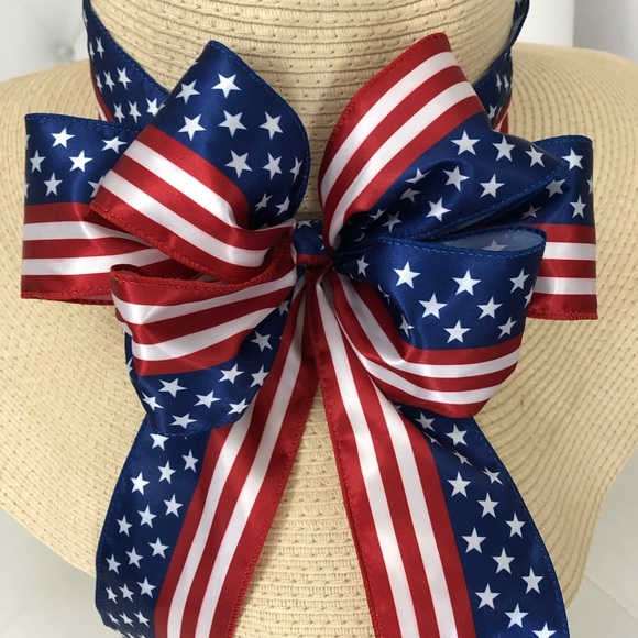 NEW Boho Stars Stripes Wide Brim Floppy Straw Hat - Picture 5 of 9